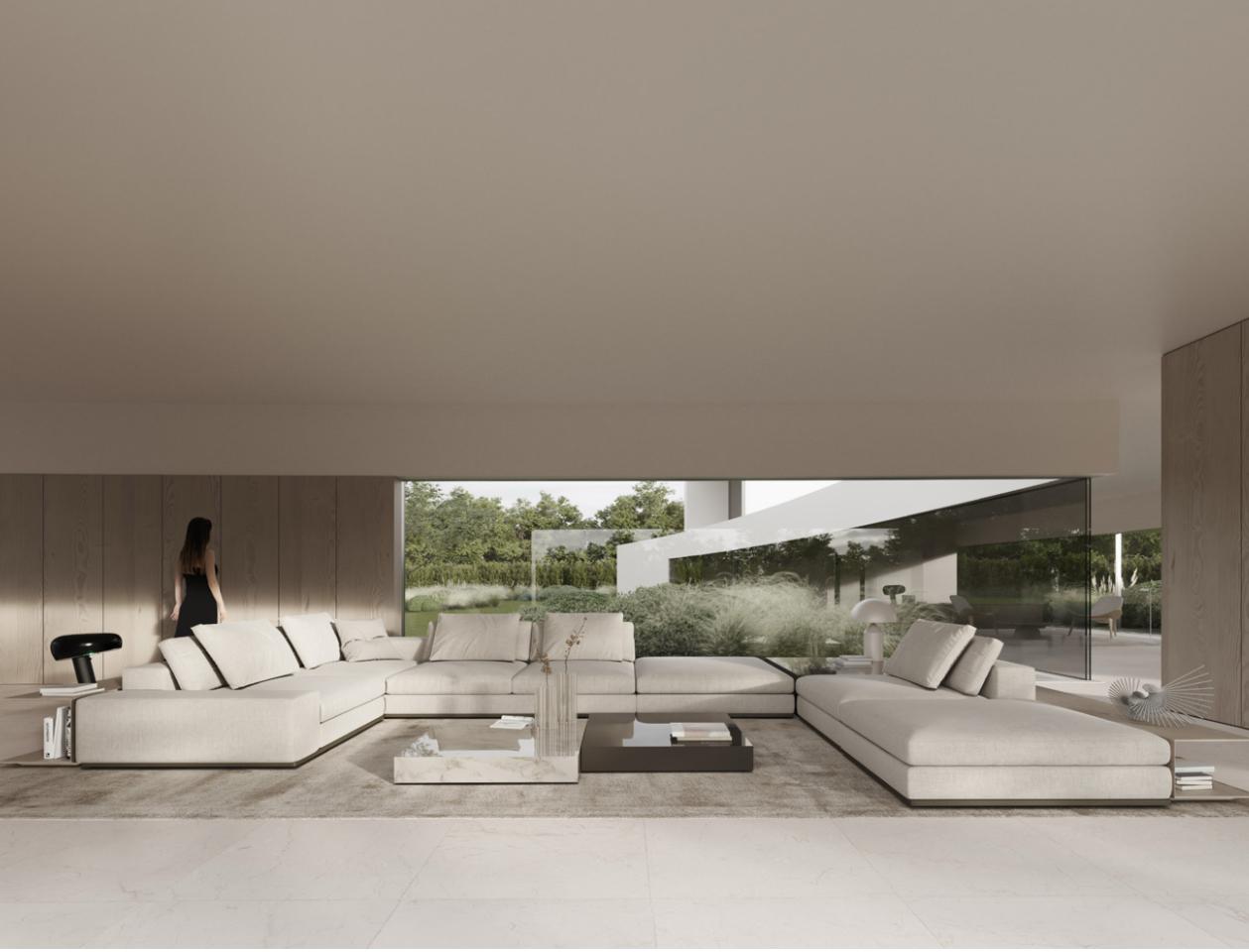 Casa contemporánea vanguardista frente al campo de golf 
